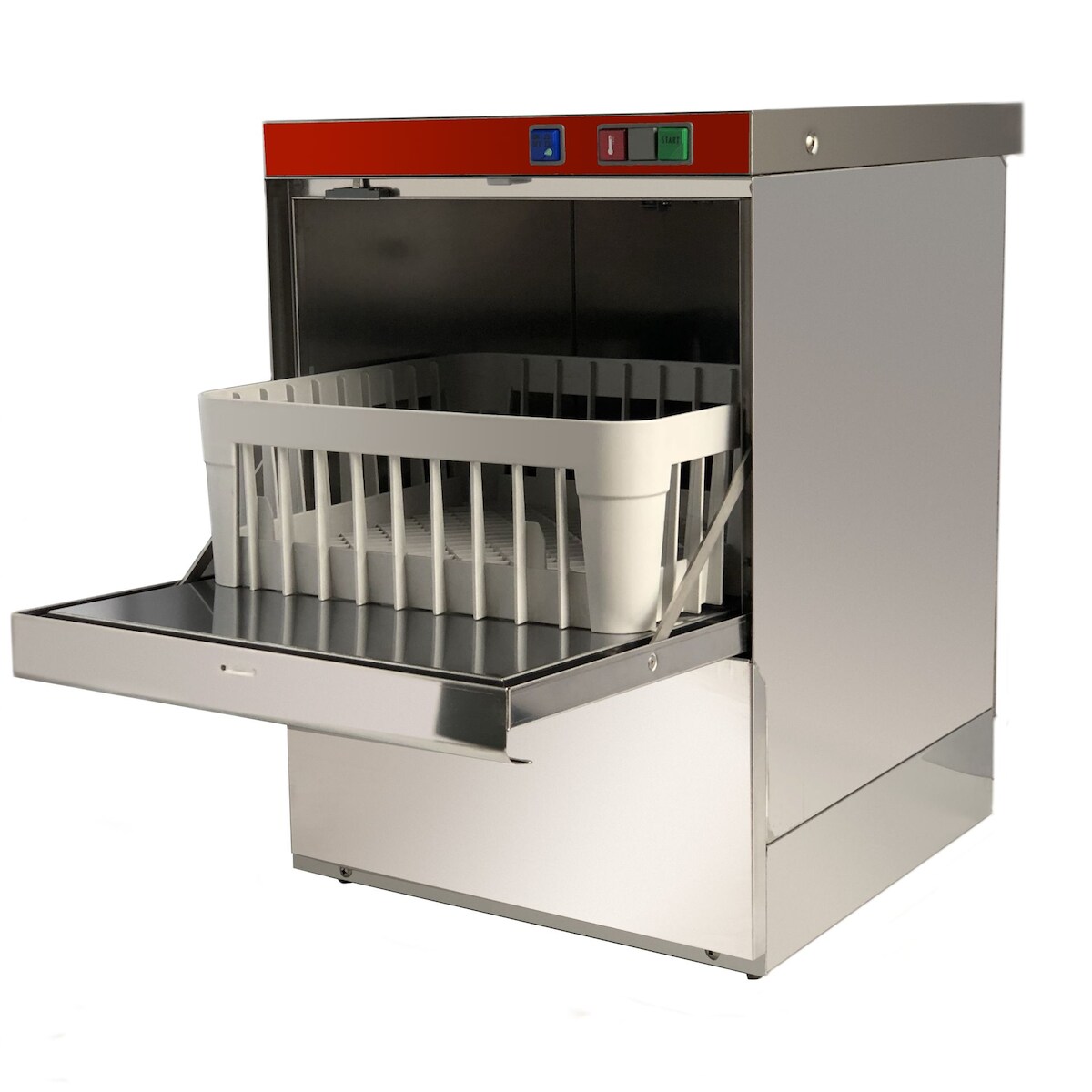 Silver35-DET-PS Gläserspülmaschine mit quadratischem Korb, 35 cm. Doppelter Spender und Abflusspumpe. Nutzbare Türhöhe: 24 cm. (BxTxH) 40x47x61 cm.