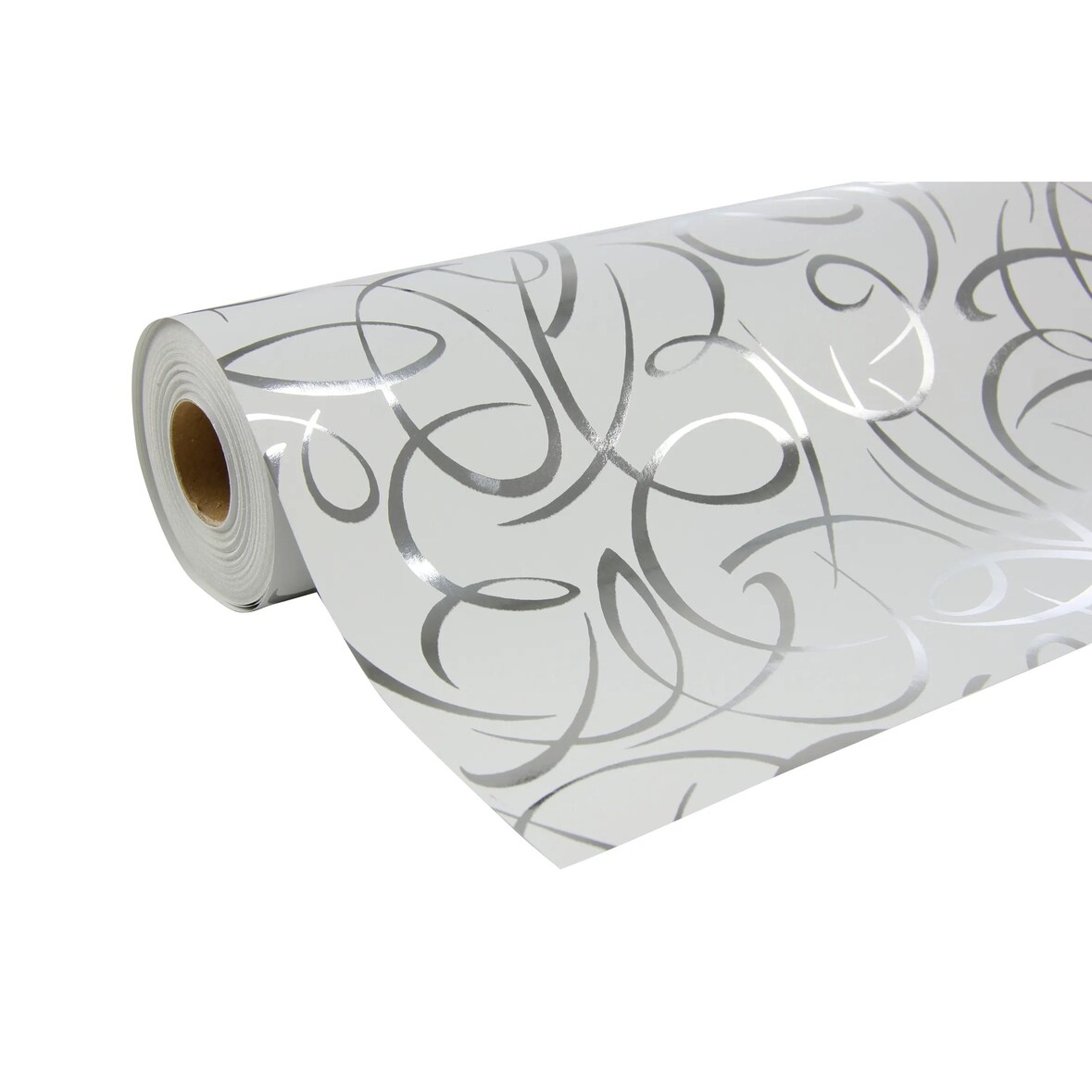 Clairefontaine Geschenkpapier Premium 80g, Rolle 50x0,70m, silberne Arabesken - Silber 211893C