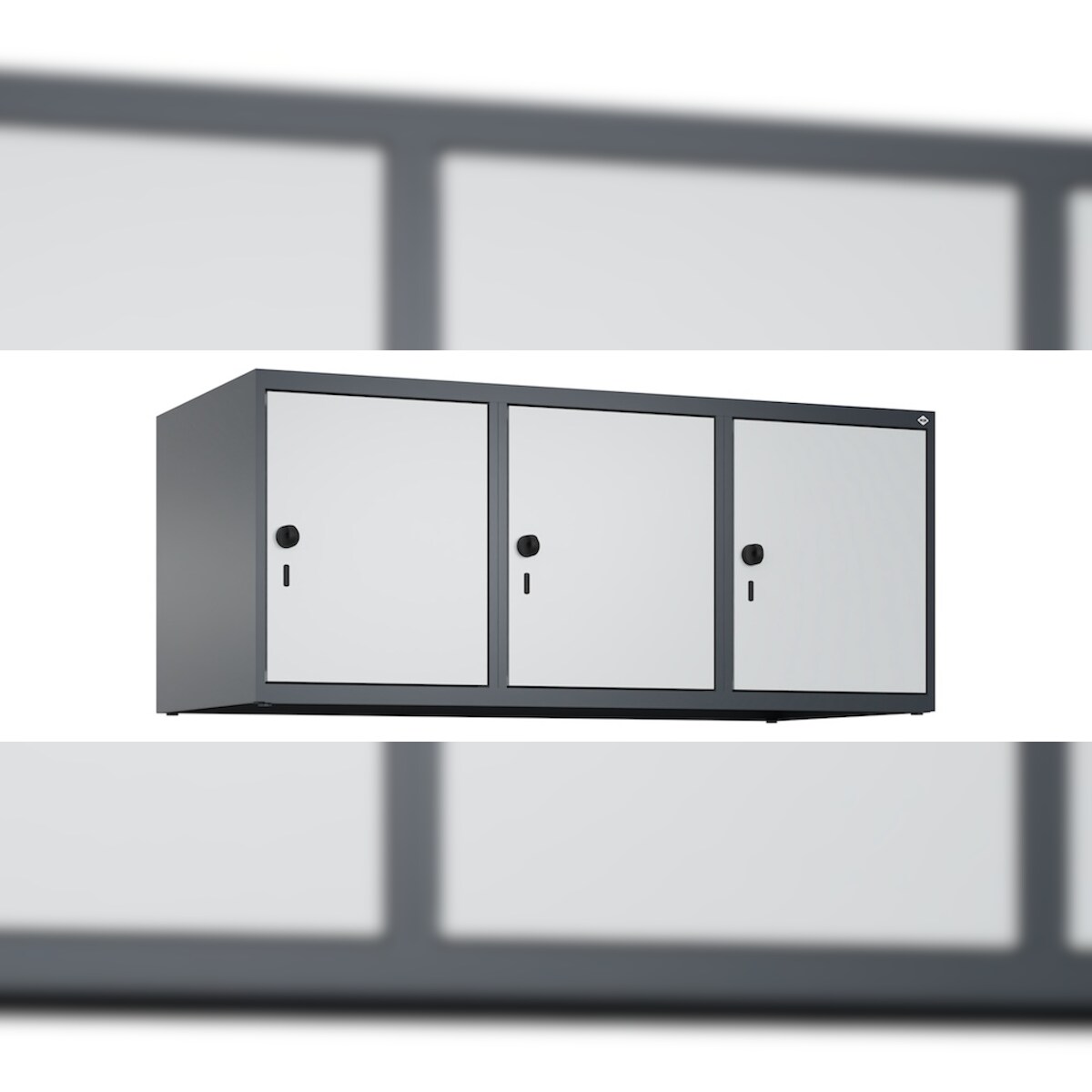 C+P Aufsatzschrank Classic PLUS, 3 Abteile, HxBxT 50x120x50cm, Sicherheitsdrehriegel, Anthrazit/Hellgrau von PROREGAL