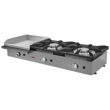 Fry Top Gas Professionale MBH Due Zone | Piastre 800x400 + 400x400 Mm | Acciaio Laminato 6 Mm | Per Bar E Ristoranti
