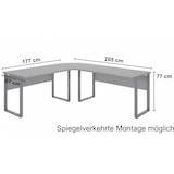 thumbnail of Winkelschreibtisch TABOR inkl. Rollcontainer in lichtgrau / weiß matt