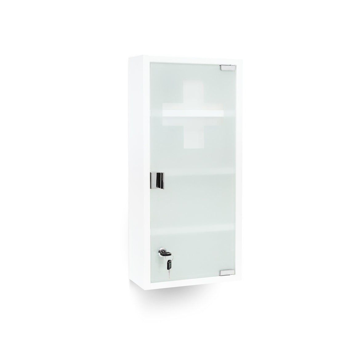 Relaxdays Medizinschrank EMERGENCY XXL, Metall & Glas, HxBxT:57x27x12cm, 4 Ablagen, Apothekerschrank, weiß