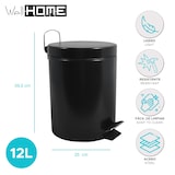 thumbnail of WellHome - Pattumiera da bagno 12L con pedale in acciaio inox 25x32x39,5 cm colore Nero - PBA