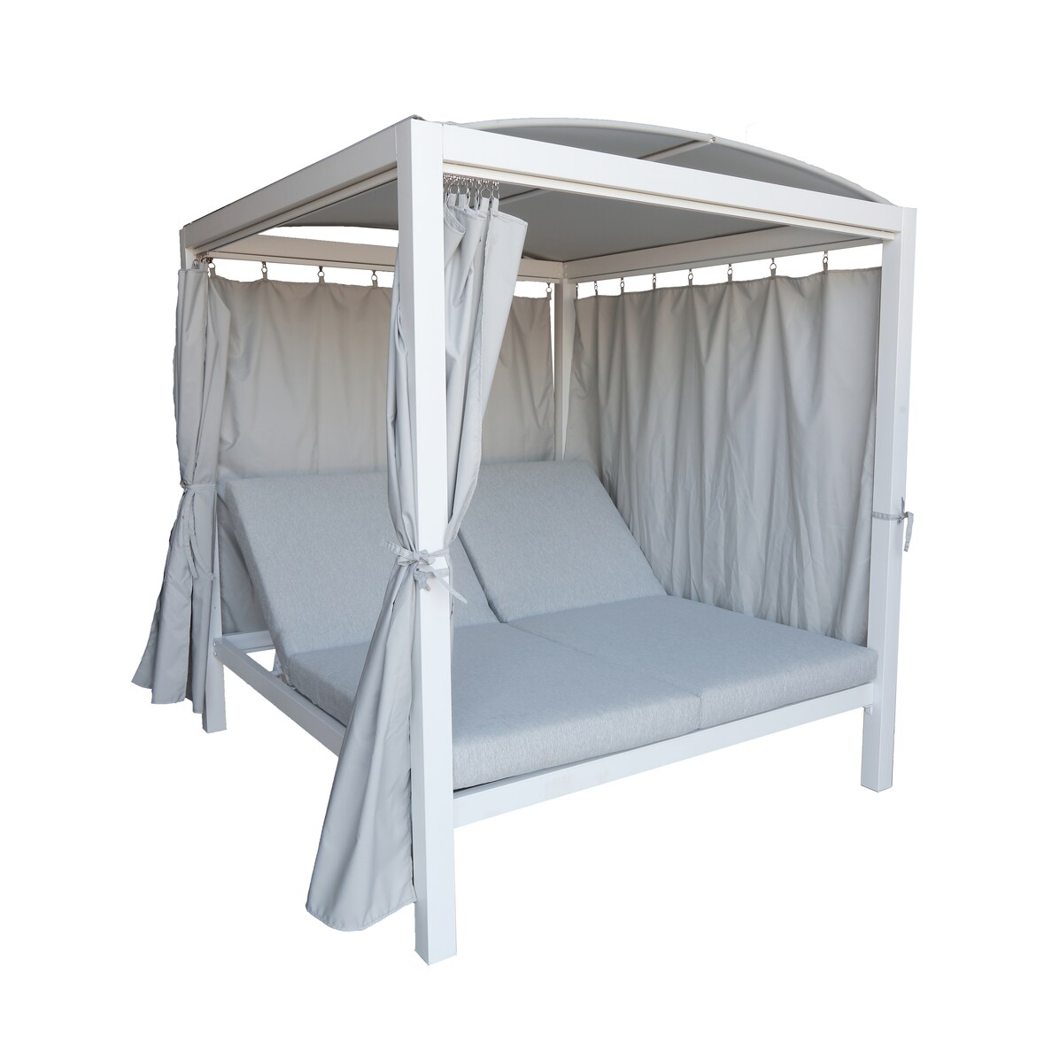 METRO Professional Chaise longue de luxe / Bain de soleil, acier/polyester, 188 x 208 x 215 cm, ivoire/argenté