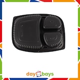 thumbnail of DayBays 1600 Stk. Mikrowellen Menüschale Cookipack 3-geteilt 1250 cc 255x190x45 mm PP Schwarz mit transparentem Deckel