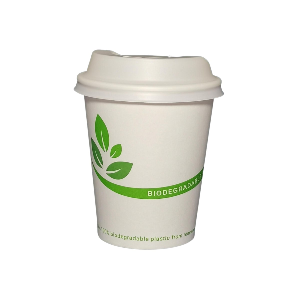 PackBio SPARSET Bio Kaffeebecher 200 ml/8oz mit weißem Bio Deckel (1.000 Stück)