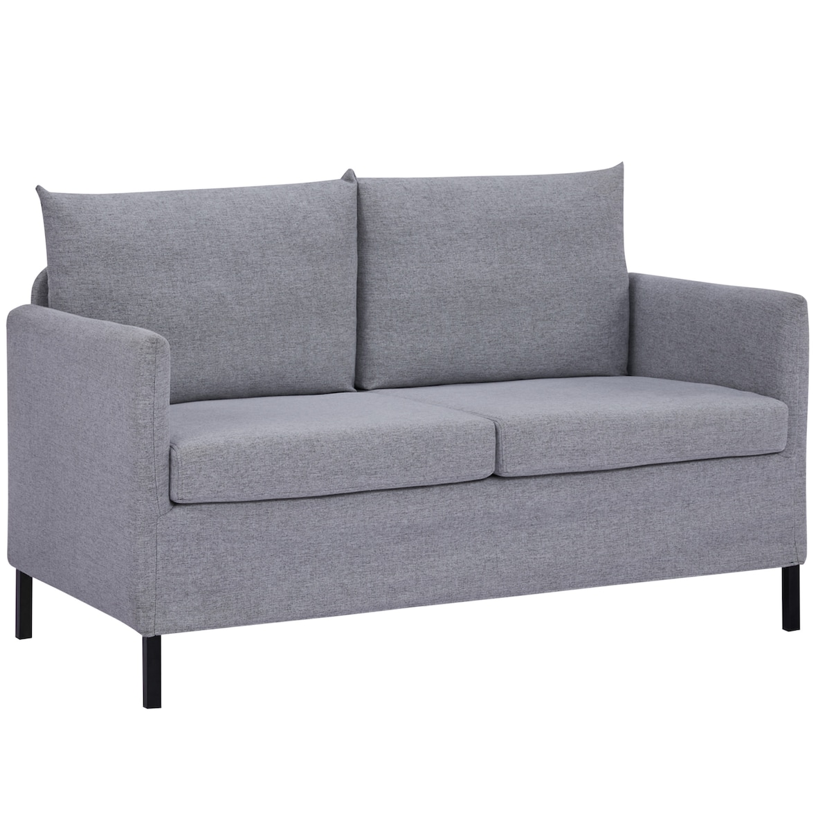 HOMCOM Sofá de 2 Plazas Tapizado en Lino Sintético Sillón Biplaza de Salón con Cojines Acolchados Desenfundables Reposabrazos Acero 130x67x76