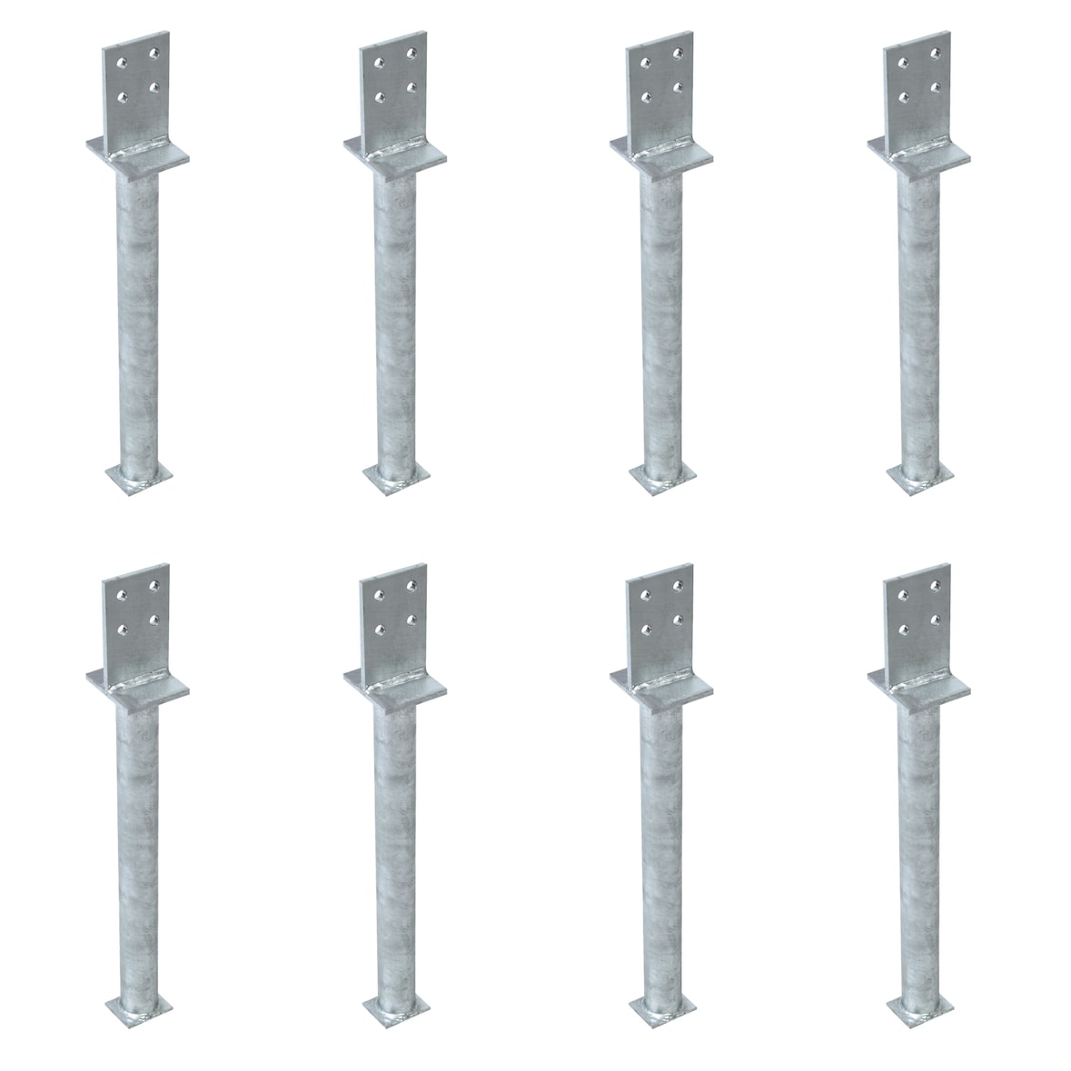 Alberts 8 x T-Pfostenträger mit Steg, Betonanker 500 mm, Steghöhe 130 mm, feuerverzinkt, zum Einbetonieren