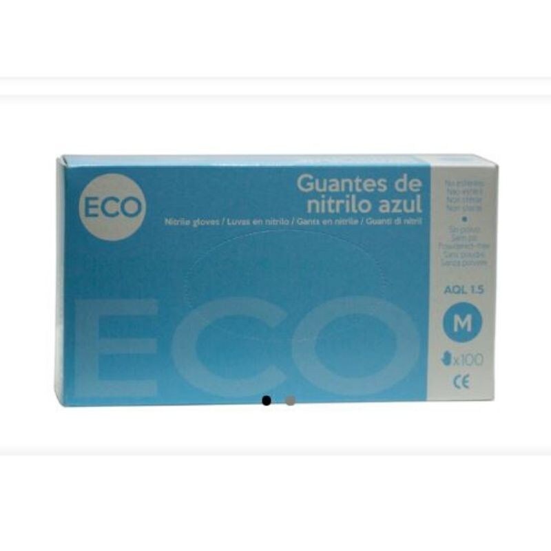 Guante nitrilo eco azul sin polvo talla grande 100 unidades