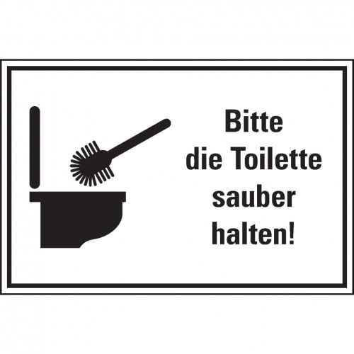 Aufkleber I Hinweis-Kombischild Toilette sauber halten!, Text/Symbol, Folie, 300x200mm