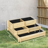 thumbnail of Outsunny jardinera de madera arriate de jardín de 3 niveles con diseño de escalera y tela no tejida para cultivos plantas flores 93x93x35 cm