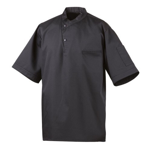 211 - Kochhemd halbarm, mit Druckknöpfen : schwarz 65% Polyester 35%Baumwolle 220 g/m² 4XL