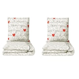 thumbnail of Bettwäsche 135x200 80x80 Partner Beige Weiß Rot Herz Design mit Reißverschluss 4tlg
