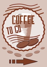 thumbnail of Verkaufsschild Schild Coffee to go Hochkant mit Pfeil rechts A4 (210x297mm)