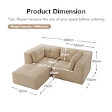 thumbnail of Merax 2-Sitzer Modulares Sofa mit Hocker, Cloud Sofa Cord rahmenlos, Lounge Sofa bodennah, mit breiten Armlehnen, Beige
