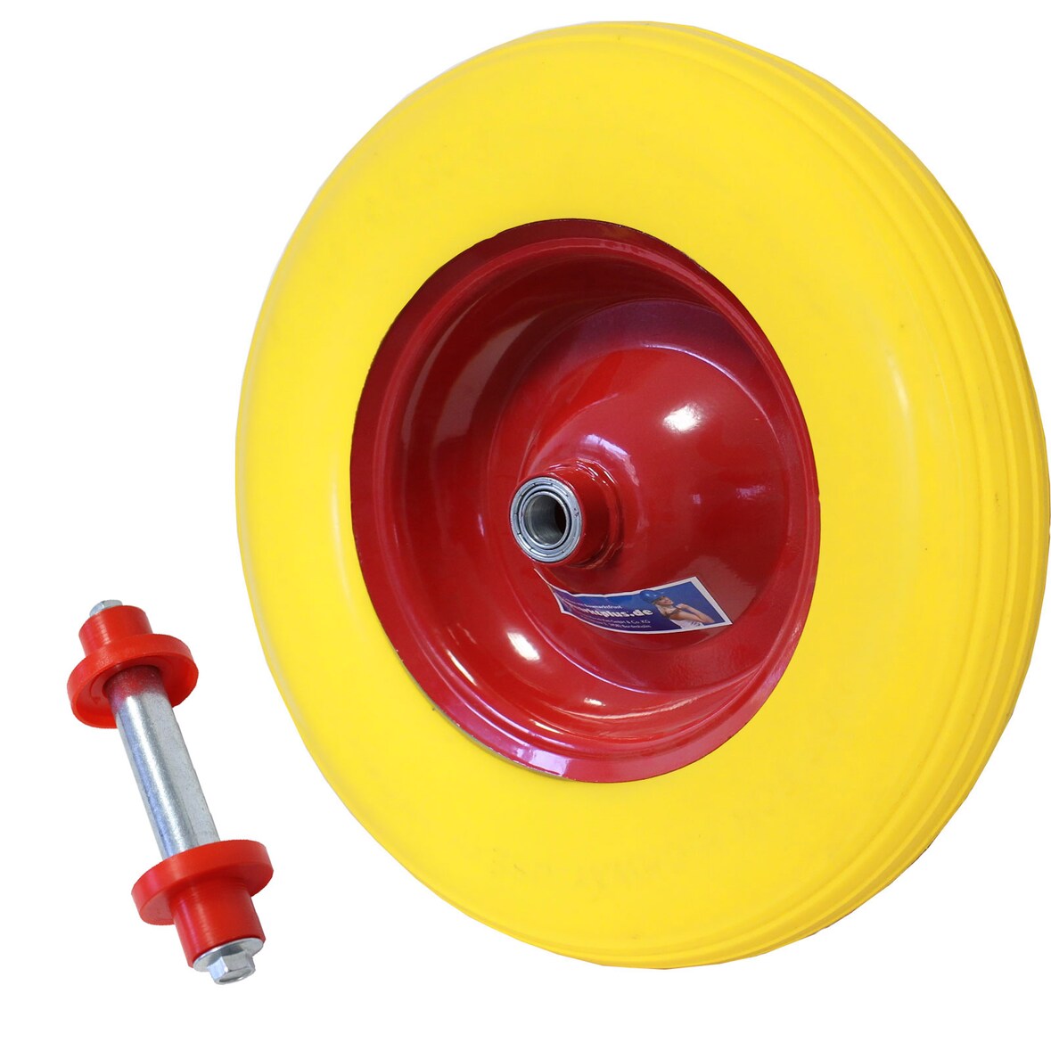 Schubkarrenrad Vollgummi 4.00-8 / 4.80 mit Achse 200 Kg Ersatzrad Schubkarre PU