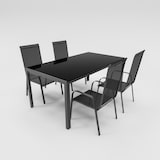 thumbnail of Gartenmöbel Set Metall Tisch 4 Stapelsessel Essgruppe Gartenset Sitzgruppe Stuhl schwarz : Schwarz