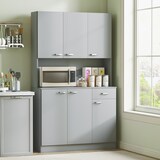 thumbnail of HOMCOM alacena de cocina armario de cocina aparador de comedor con 1 cajón 6 puertas y estantes ajustable estilo moderno 101x39x180 cm gris