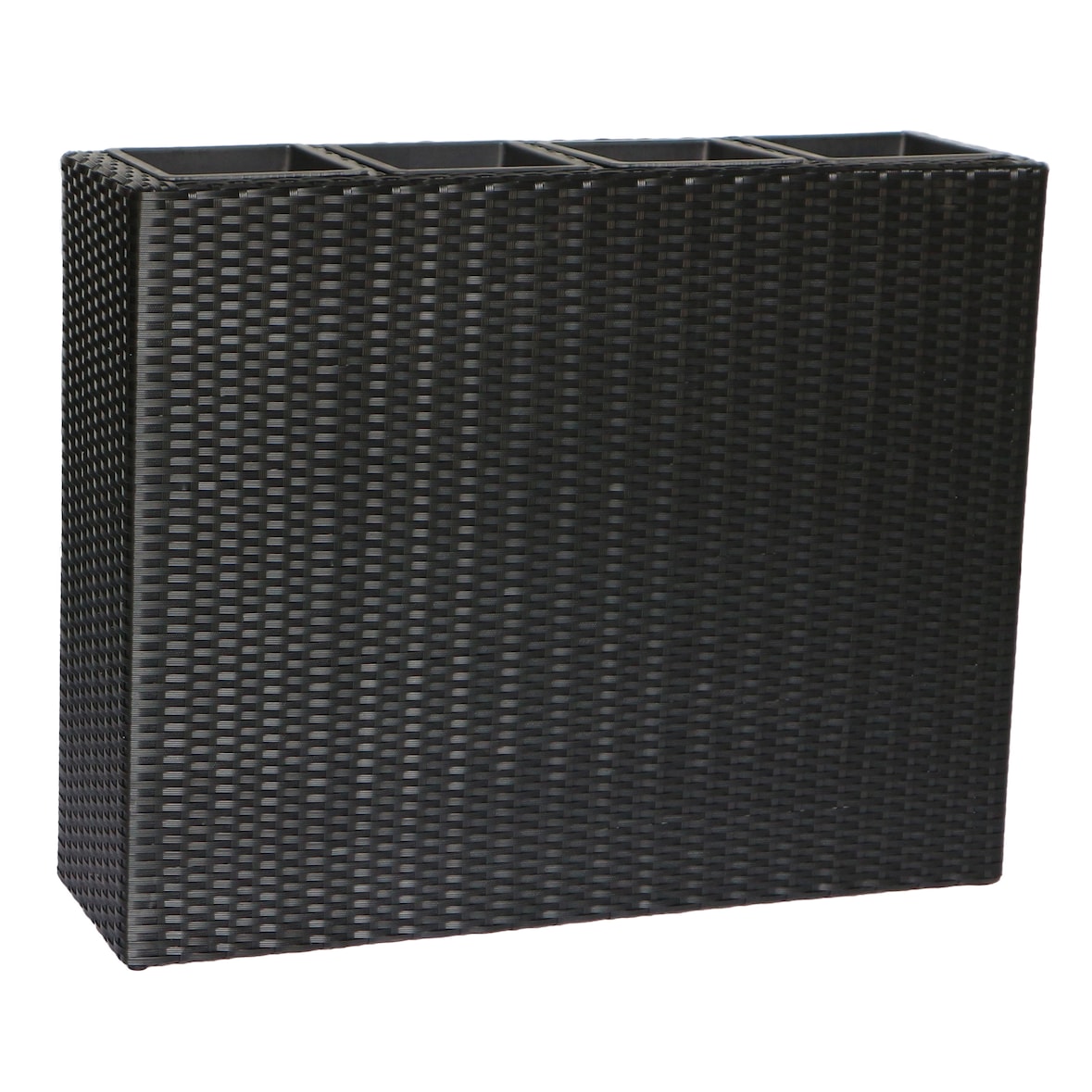 METRO PROFESSIONAL Bloempot/kamerscherm met 4 plantenbakken Barbados, polyrattan, zwart
