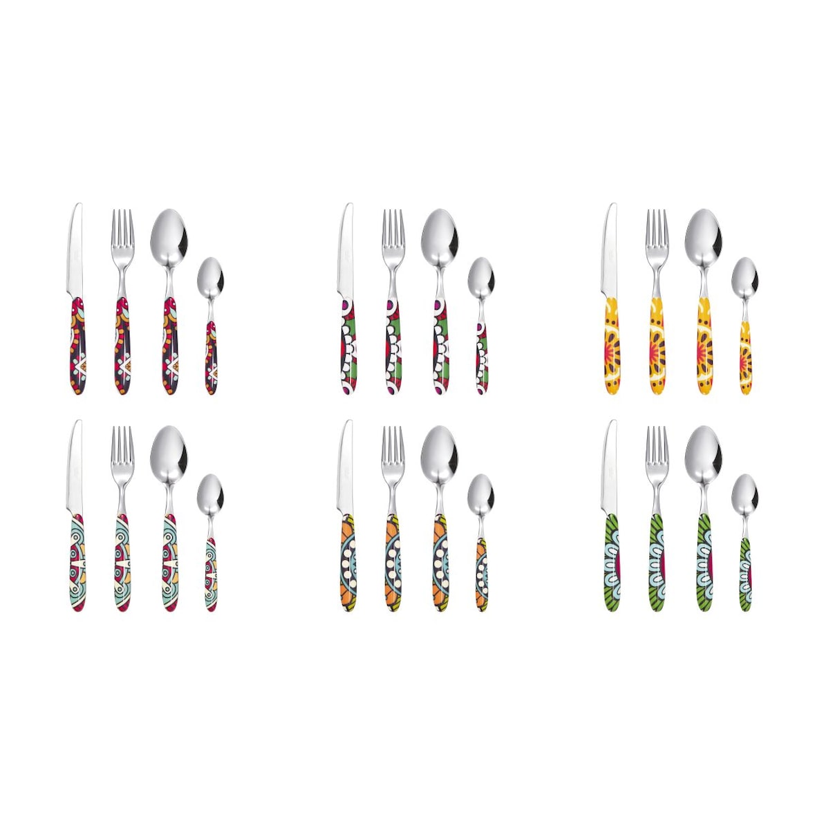 Excelsa Besteckset 24 stück Mandala Etno Stahl bunt