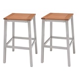 thumbnail of METRO PROFESSIONAL Conjunto de 2 bancos de bar Lynx, alumínio/madeira de eucalipto, prateado