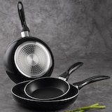 thumbnail of WellHome - Set di pentole in acciaio inox da 12 pezzi con 3 padelle Ø16/20/24 cm in alluminio pressato nero