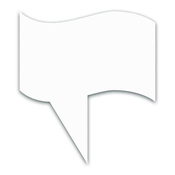25 étiquettes DRAPEAU blancs découpe en forme 6x4 cm