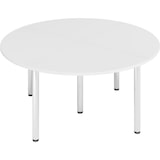 thumbnail of bümö Konferenztisch Kreis-Form 160x160 cm großer Besprechungstisch rund in weiß, Besprechungstisch mit Chromfüßen, Meetingtisch für 4 Personen, Tisch