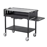 thumbnail of METRO PROFESSIONAL Barbacoa de carbón con ruedas, 137 x 68 x 94 cm, funda protectora y mesa lateral, acero/acero inoxidable, negro