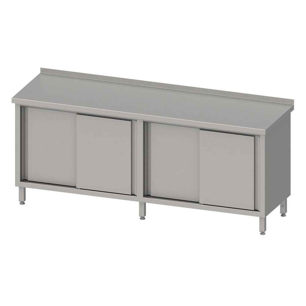 Stalgast Arbeitsschrank mit Schiebetüren 2000x700x850 mm, mit Aufkantung, verschweißt