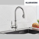 thumbnail of NAVIS | Elegante roestvrijstalen uittrekbare keukenkraan zilver | Luxe mengkraan hoge boog | Hogedrukkraan 360° draaibaar 2 aansluitingen