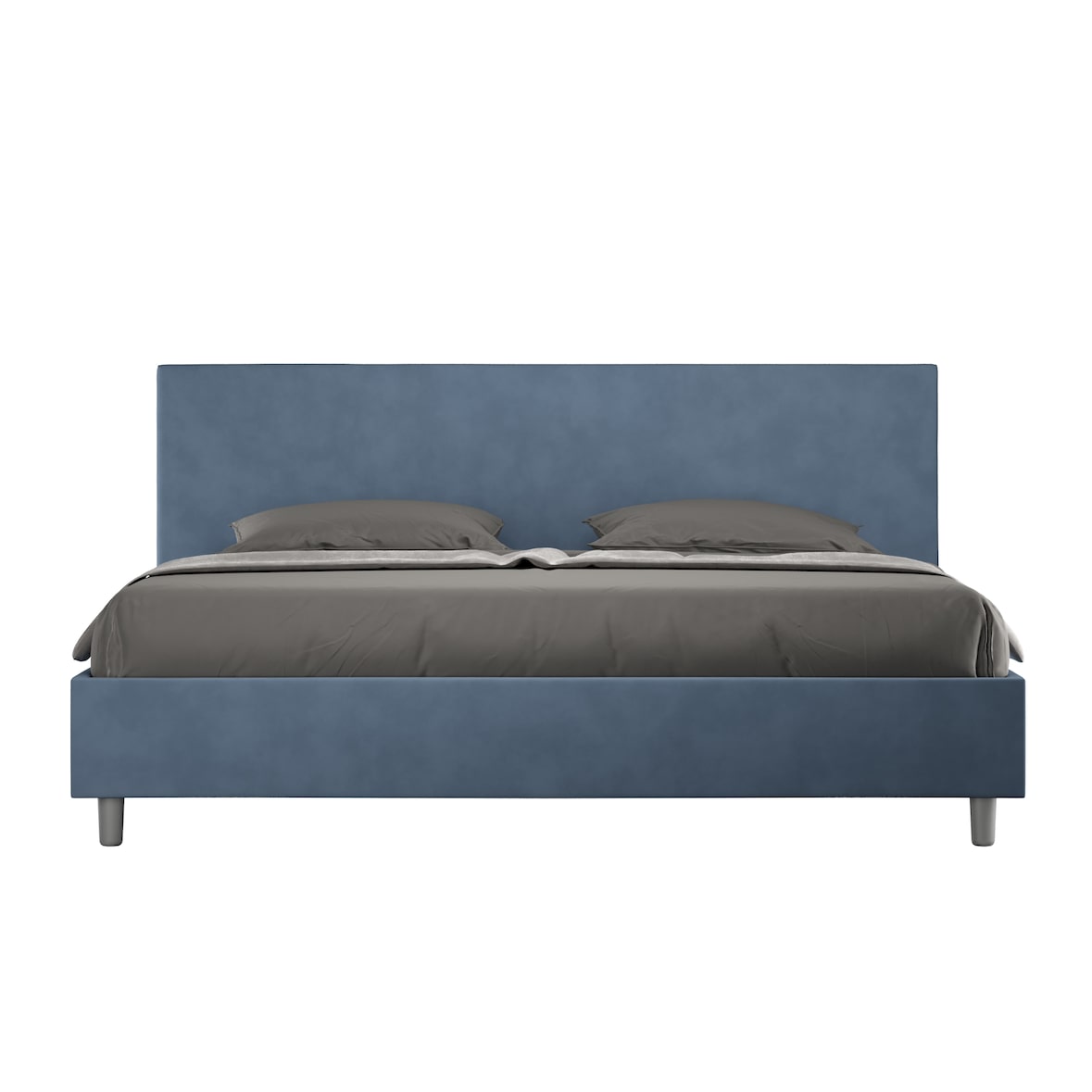 Letto matrimoniale king size contenitore imbottito 200x200 microfibra blu Adele