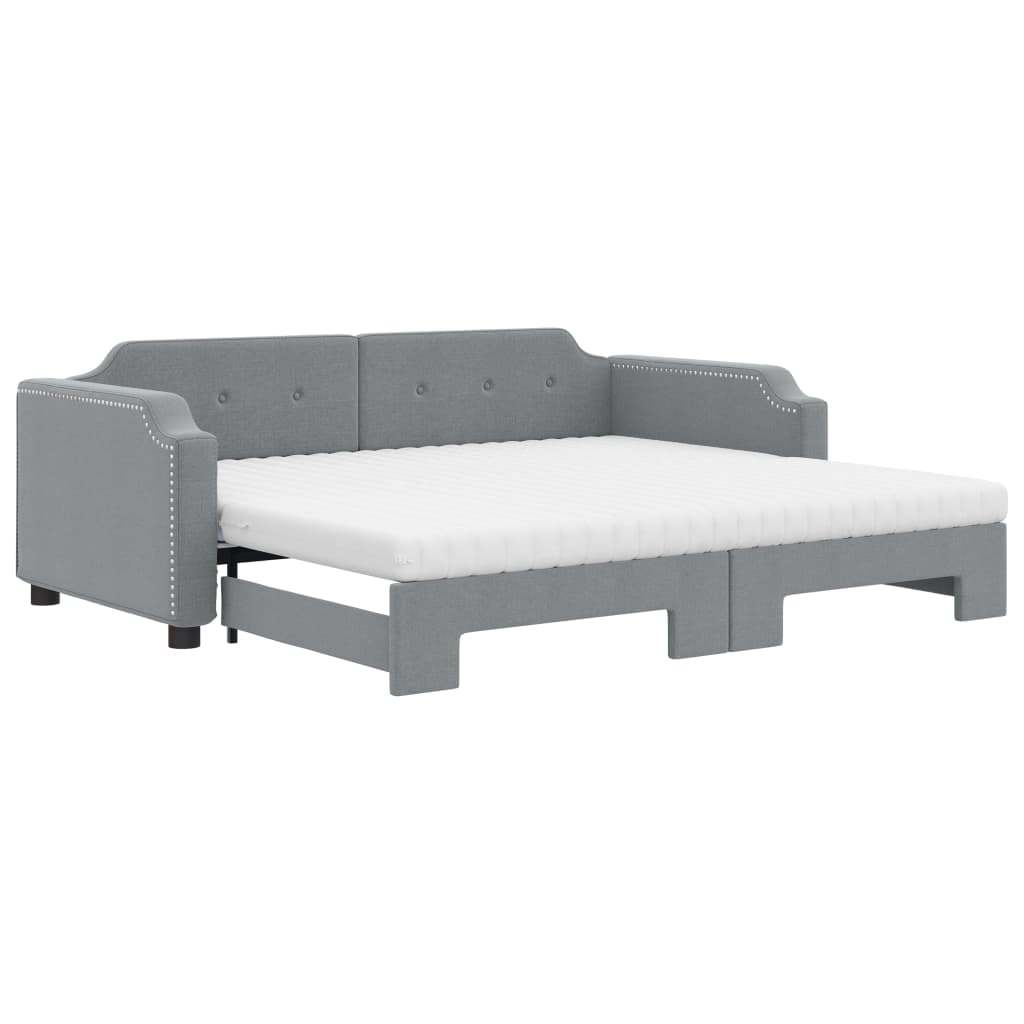 vidaXL Tagesbett Ausziehbar mit Matratze Hellgrau 80x200 cm Stoff