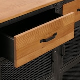 thumbnail of Cómoda HWC-N28, mueble, ruedas 2 cajones, estructura 3D metal industrial retro madera 90x100x40cm ~ negro, natural