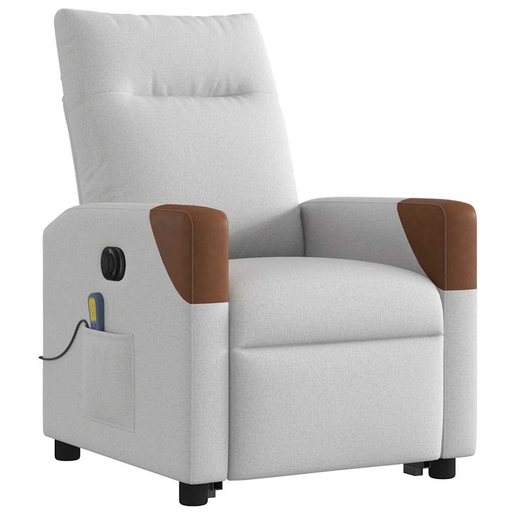 vidaXL Massagesessel mit Aufstehhilfe Elektrisch Wolkengrau Stoff
