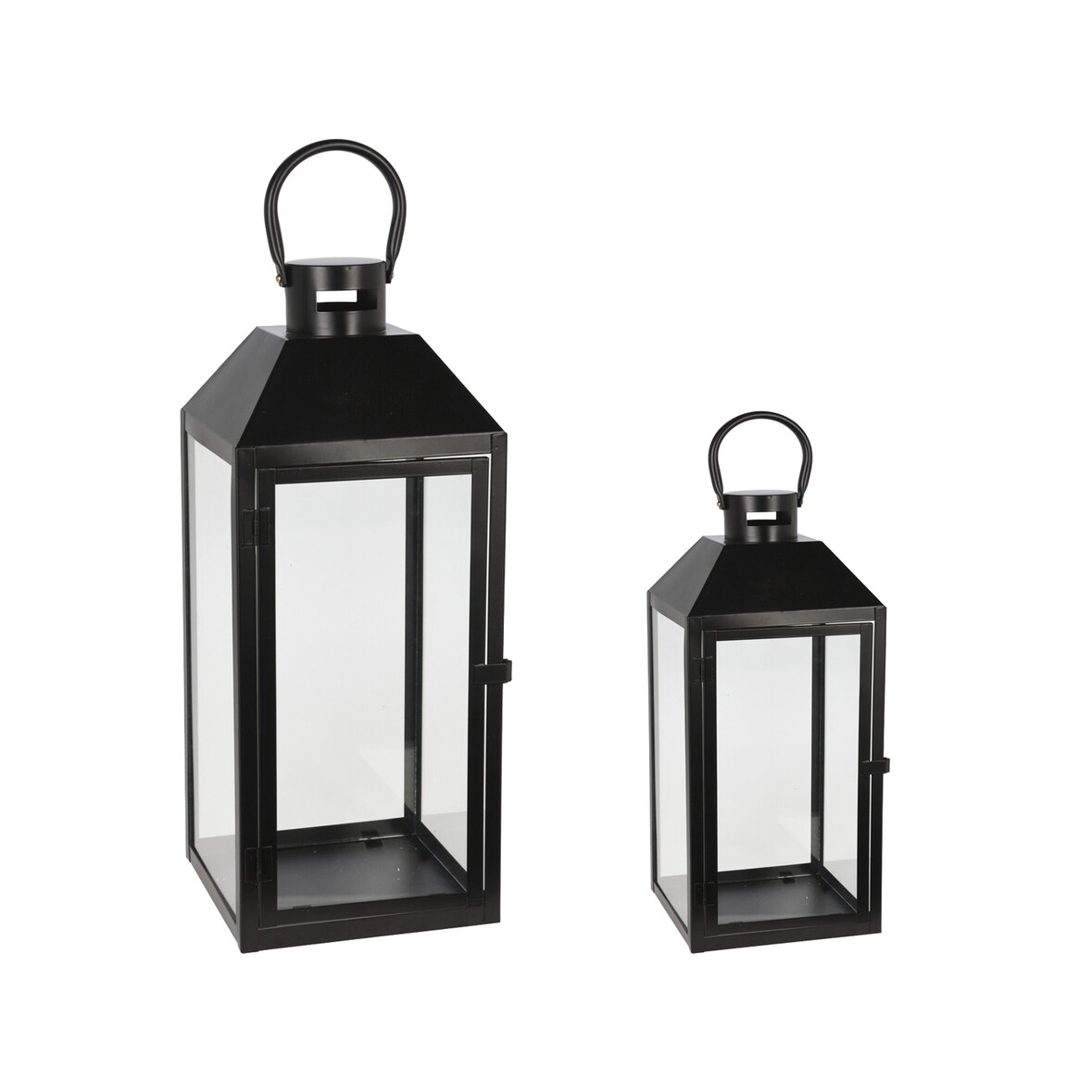 2er Set Gartenlaternen Laternen Metall Windlicht Schwarz H23/39cm