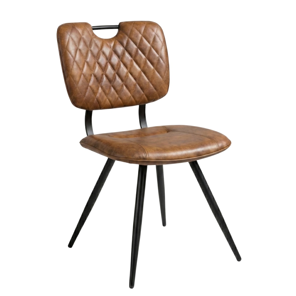 Chaise KAREL Marron en simili cuir style bistrot pour intérieur