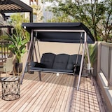 thumbnail of Outsunny balancín de jardín exterior de 3 plazas con toldo ajustable bandejas laterales y 2 almohadas carga 360 kg 207x120,5x174 cm negro