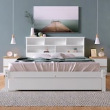 thumbnail of Doppelbett 140x200 cm aus Massivholz mit Schubladen – Stauraum Kopfteil, Weiß, stabil, funktionales Design für Jugendliche und Erwachsene