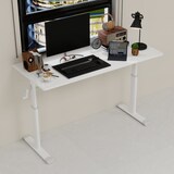 thumbnail of Schreibtisch höhenverstellbar 90x120x60 cm mit Handkurbel, Doppelständer stabil, minimalistisches Design für Homeoffice, Weiß