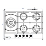 thumbnail of Piano cottura Samet Dafne70 a gas da incasso 5 fuochi 70 cm in vetro bianco