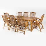 thumbnail of Conjunto de jardín de madera teca, Mesa de 240 cm de largo y 8 sillones reclinables, Madera teca grado A, Tratamiento aplicado.