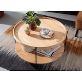 thumbnail of Eichenfurnier Couchtisch mit Stauraum, Metallgestell, Erhöhter Rand. 78x78x40 cm | Kadima Design