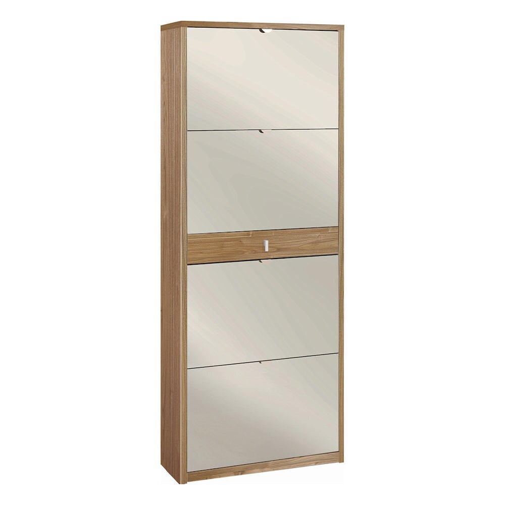 SARMOG SCARPIERA 4 ANTE SPECCHIO 1 CASSETTO P29 KIT in truciolare nobilitato color noce stelvio