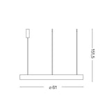 thumbnail of gemini sp d61 on-off 2700K, luminária de suspensão circular em alumínio branco com luz led, ideal lux