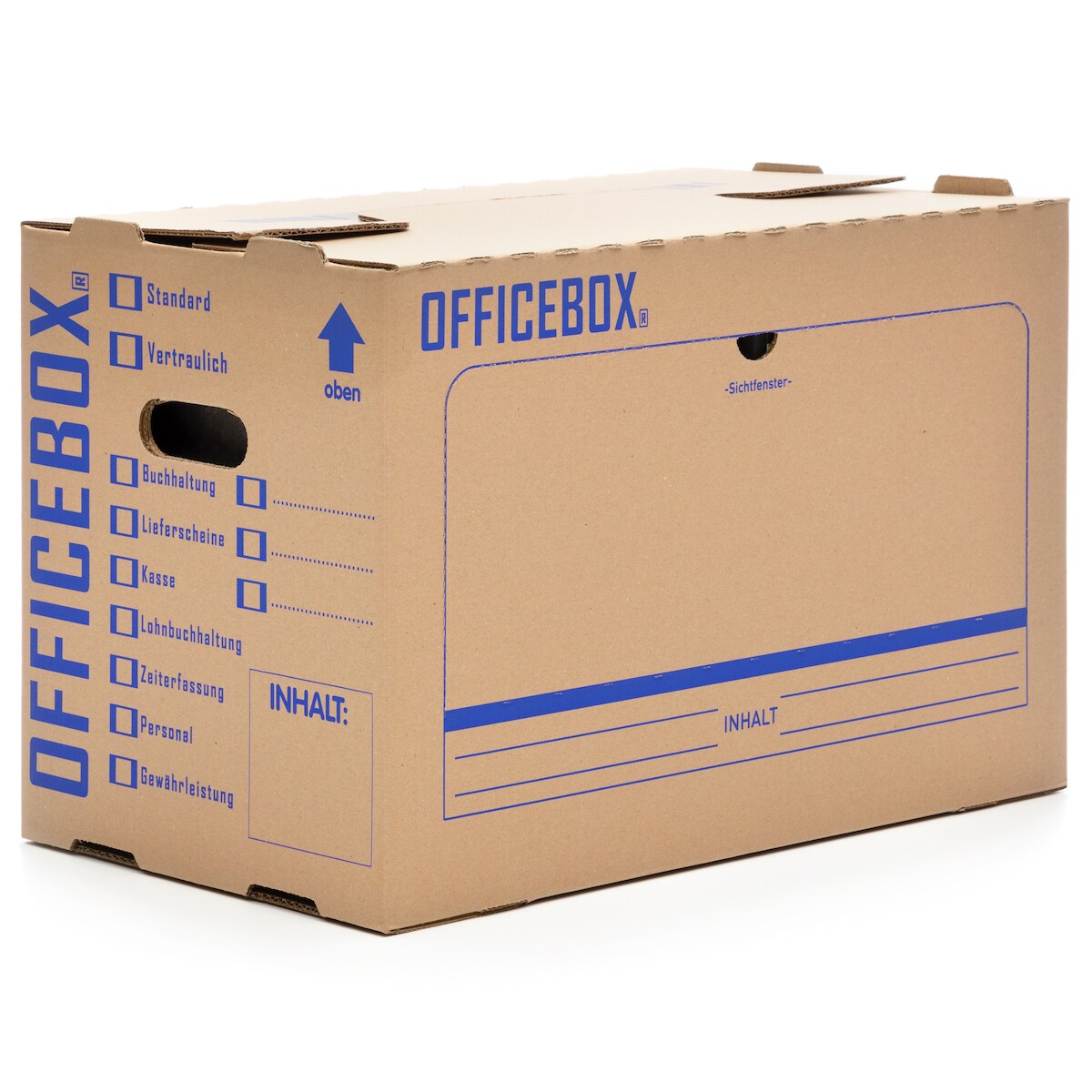 KK Verpackungen 5 x Officebox Archivbox Officebox Ordnerkarton Archivkarton mit Sichtfenster braun