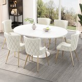 thumbnail of Merax Samt-Esszimmerstuhl(Set, 2 St), 6er-Set, Polsterstühle Küchenstühle luxuriöser Wohnzimmer-Schlafzimmer-Loungesessel , Beige&Gold