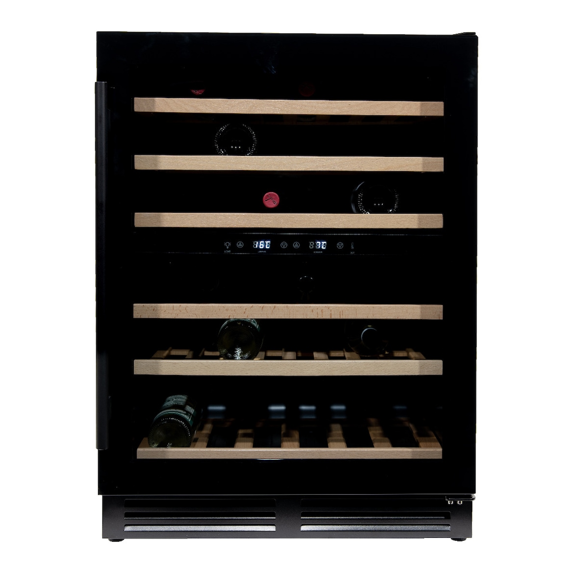 Vinata Vernale Wijnklimaatkast Vrijstaand of onderbouw - Zwart - Wijnkoelkast 51 flessen - 82 x 59.5 x 58 cm - Wijnkast glazen deur