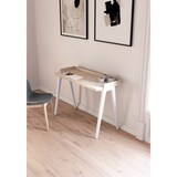 thumbnail of Escritorio 625 modelo BERLÍN en melamina Roble con patas de madera de haya maciza en Blanco, de HERDASA.