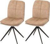 thumbnail of 2er-Set Esszimmerstuhl HWC-M68, Küchenstuhl Lehnstuhl, drehbar Auto-Position, Metall Stoff/Textil ~ beige